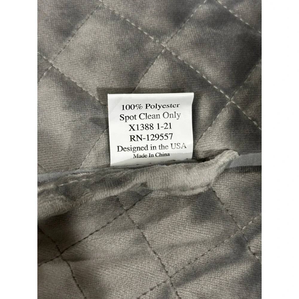 Velvet Quilted Christmas Tree Skirt Animal Print Gray Satin 52